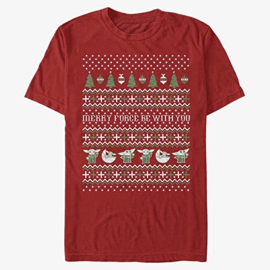 T-shirt Merch Star Wars: The Mandalorian - THE CHILD UGLY SWEATER Unisex T-Shirt Red