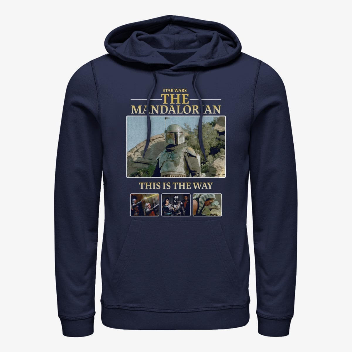 Mikiny Merch Star Wars: The Mandalorian - MandoMon Epi6 United Against Unisex Hoodie Navy Blue