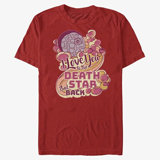 T-shirt Merch Star Wars: Classic - Death Star and Back Unisex T-Shirt Red