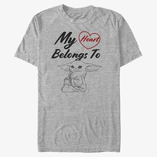 Merch Star Wars: The Mandalorian - Heart Belong To The Child Unisex T-Shirt Heather Grey