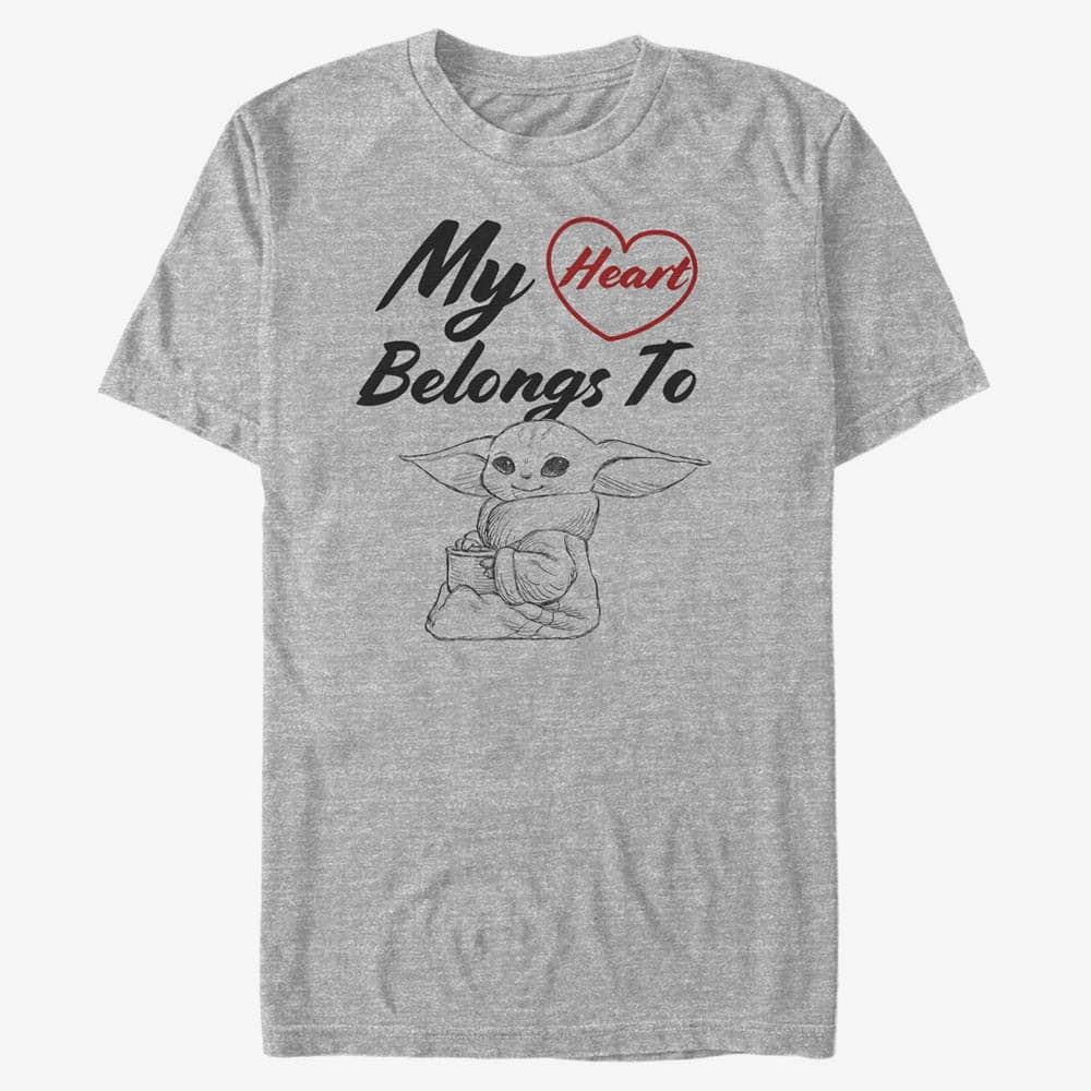 Тениски Merch Star Wars: The Mandalorian - Heart Belong To The Child Unisex T-Shirt Heather Grey