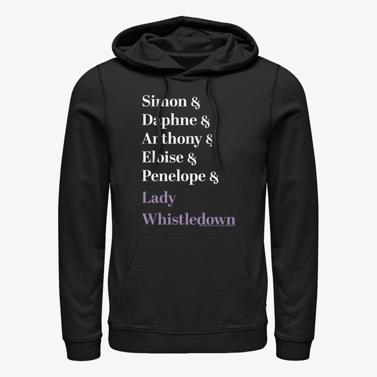 Dukserice Merch Netflix Bridgerton - Name Stack Unisex Hoodie Black