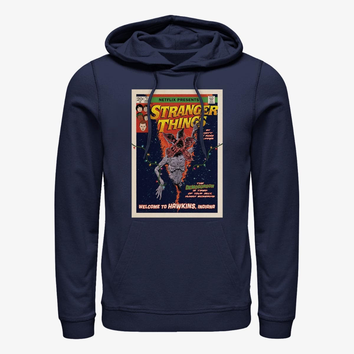 Hoodies and sweatshirts  Merch Netflix Stranger Things - Comic Cover Unisex Hoodie Navy Blue