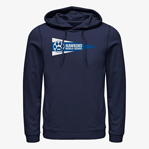 Majica Merch Netflix Stranger Things - Hawkins Pennant Flag Unisex Hoodie Navy Blue