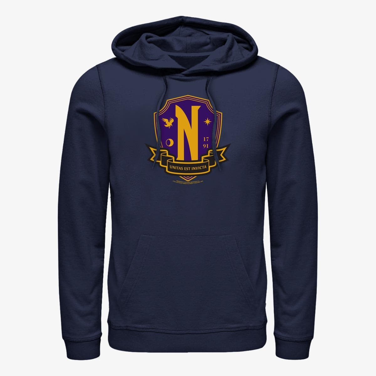 Hoodies Merch MGM Wednesday - School Crest Unisex Hoodie Navy Blue