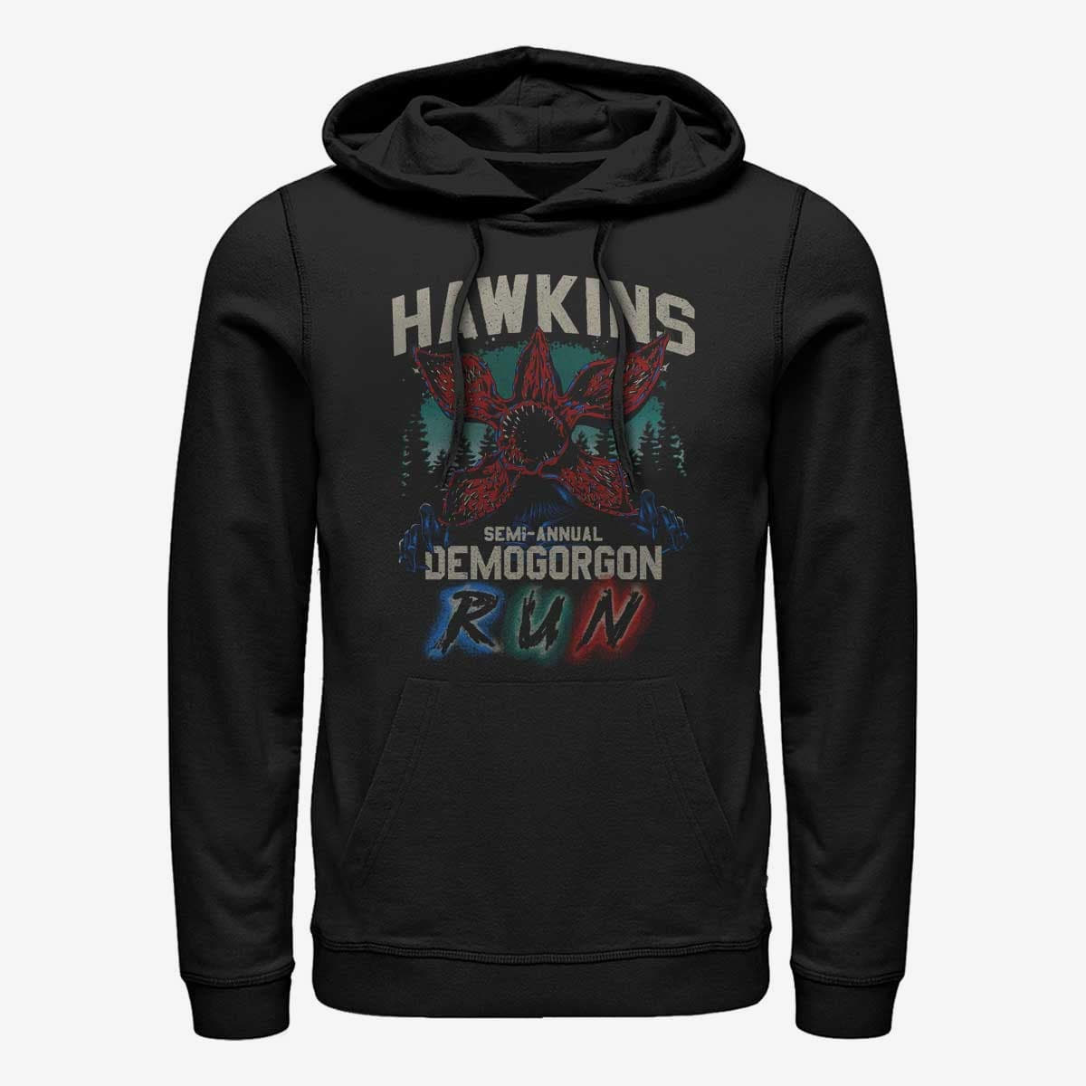 Pulóverek Merch Netflix Stranger Things - Hawkins Runner Unisex Hoodie Black
