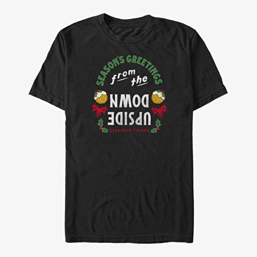 T-shirt Merch Netflix Stranger Things - Greetings From Upside Down Unisex T-Shirt Black