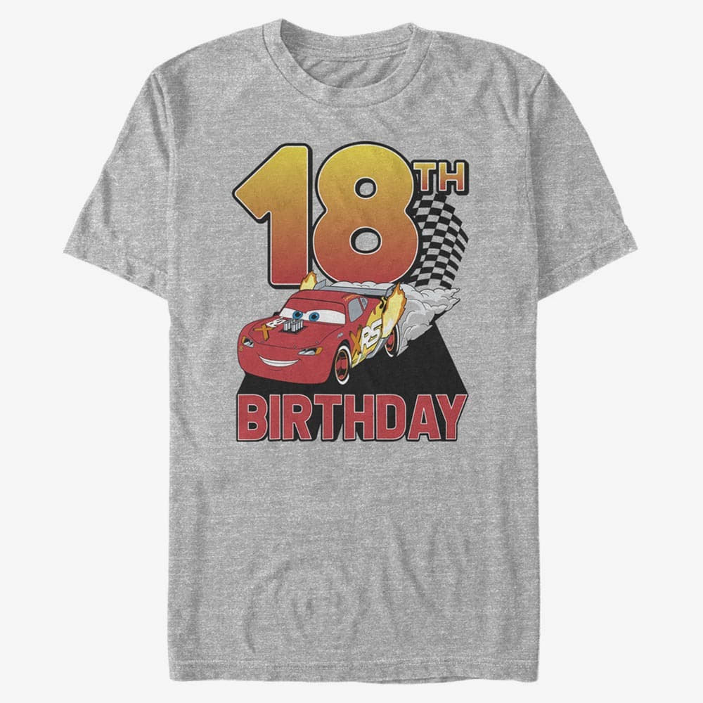 T-Shirts Merch Pixar Cars 2 - Lightning Birthday 18 Unisex T-Shirt Heather Grey