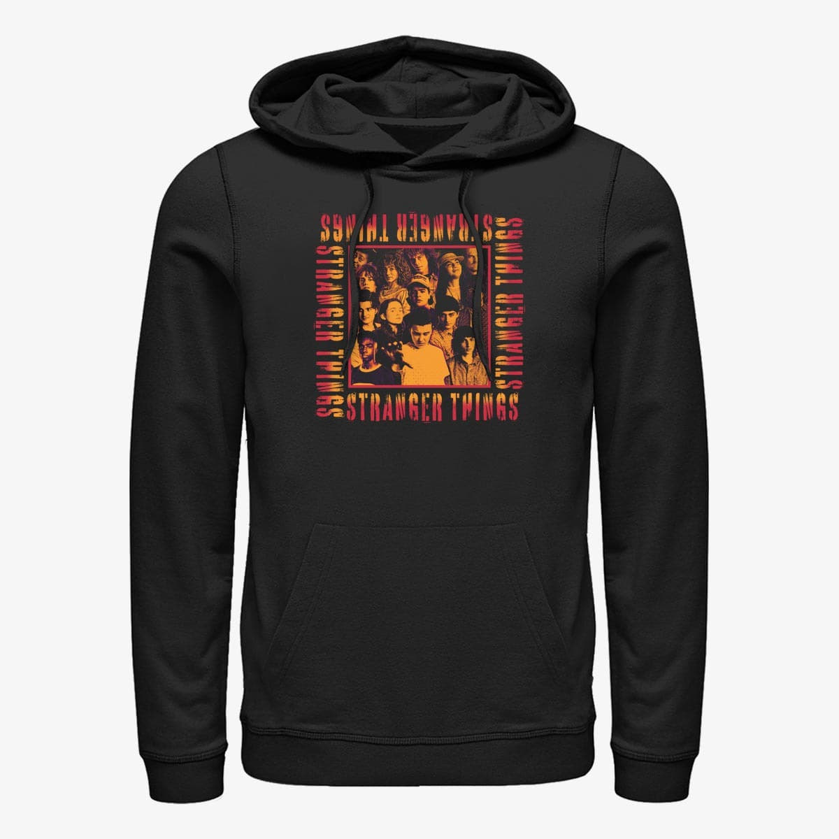 Sweaters Merch Netflix Stranger Things - Stranger Text Square Unisex Hoodie Black