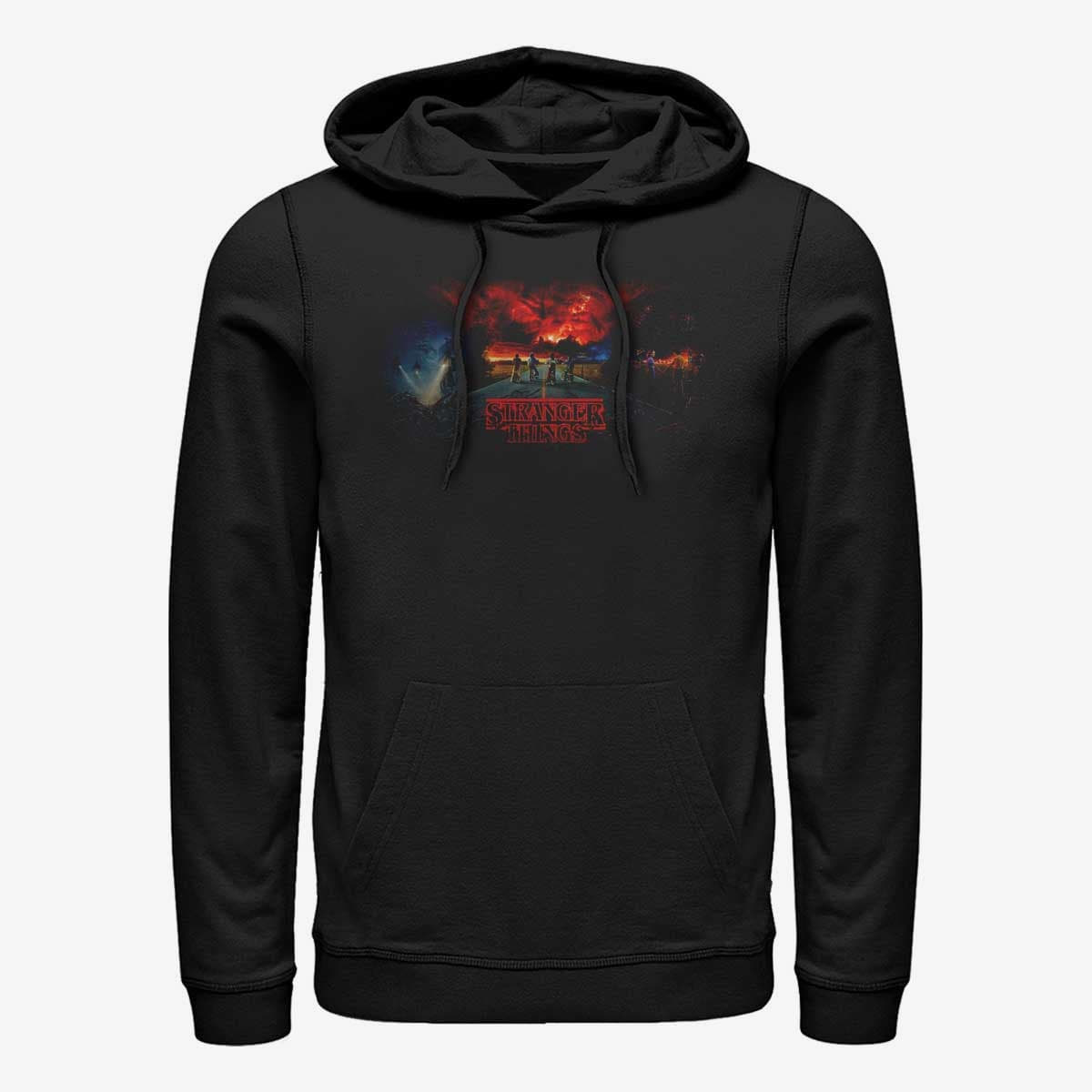 Sudaderas Merch Netflix Stranger Things - Stranger Tryptych Unisex Hoodie Black
