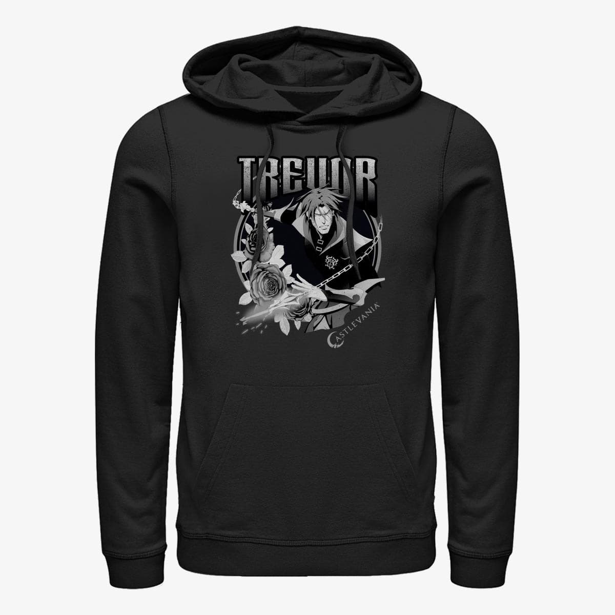 Bluzy Merch Netflix Castlevania - Trevor Badge Unisex Hoodie Black