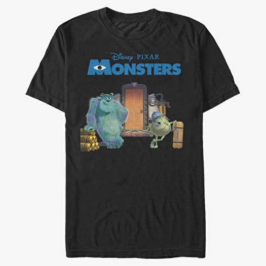 Marškinėliai Merch Pixar Monster's Inc. - Door Scene Unisex T-Shirt Black