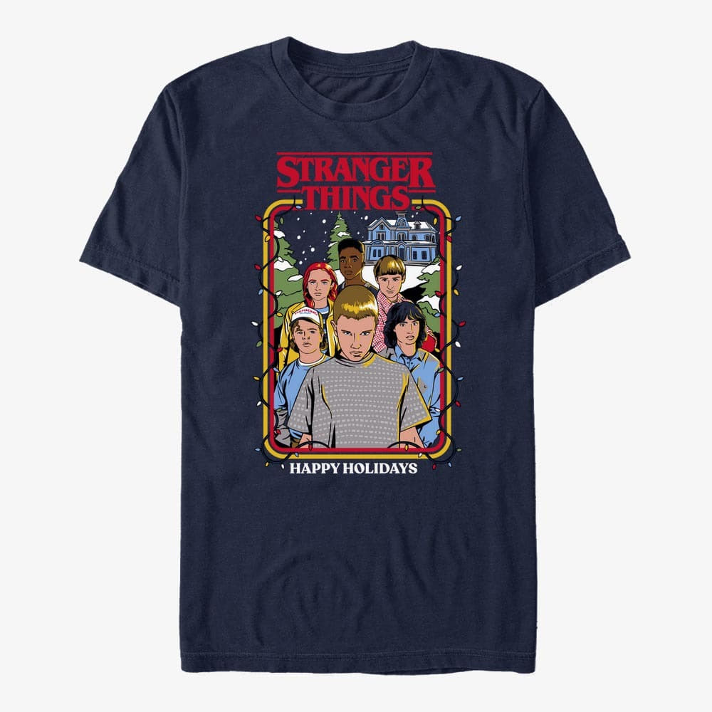 T-Shirts Merch Netflix Stranger Things - Snowy Group Unisex T-Shirt Navy Blue