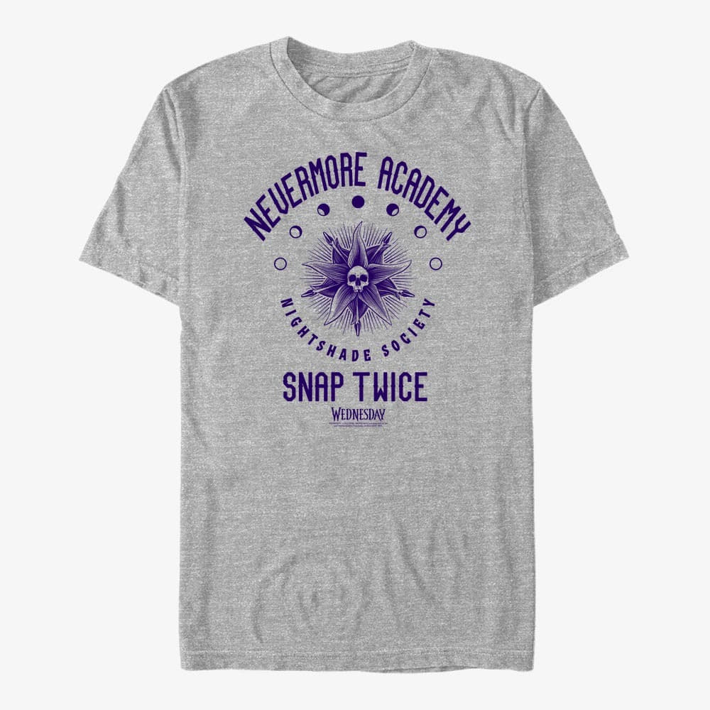 T-Shirts Merch MGM Wednesday - Nightshade Society Collegiate Unisex T-Shirt Heather Grey