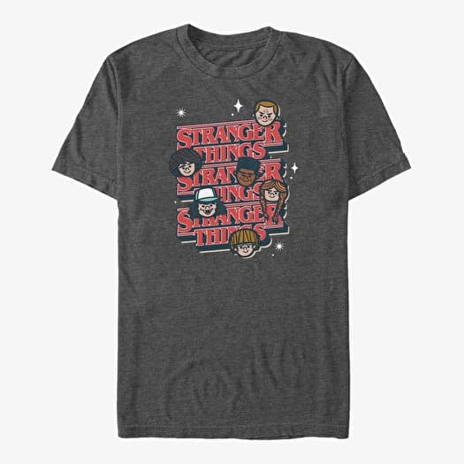 Merch Netflix Stranger Things - ST Toon Stack Unisex T-Shirt Dark Heather Grey