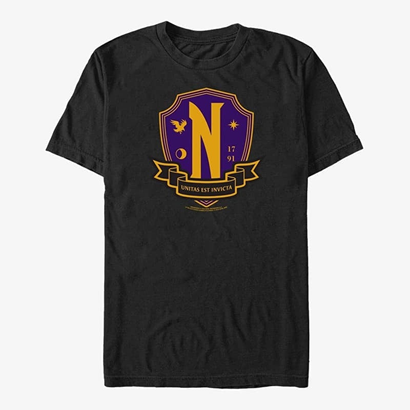 T-shirt Merch MGM Wednesday - School Crest Unisex T-Shirt Black