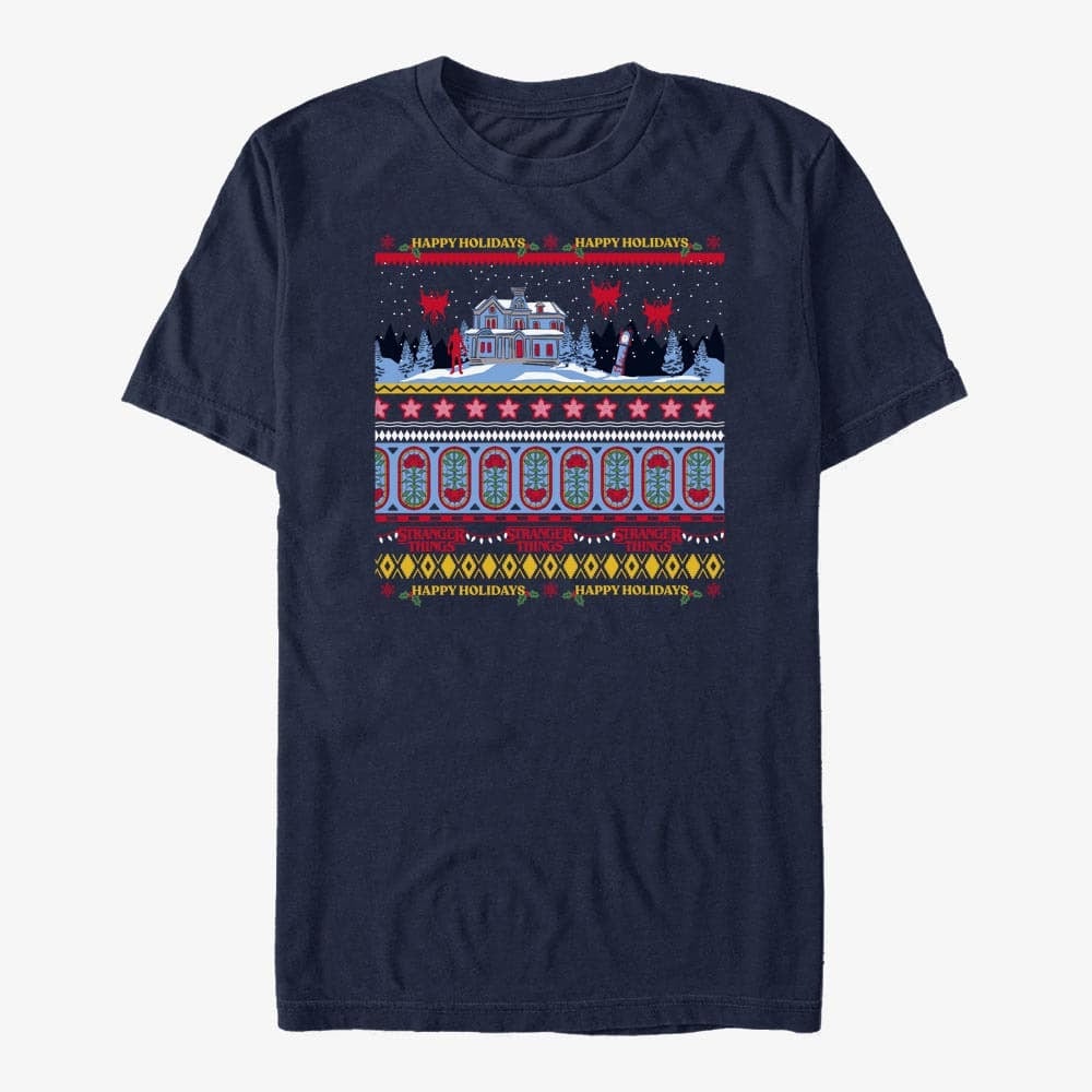 T-Shirts Merch Netflix Stranger Things - Creel House Sweater Unisex T-Shirt Navy Blue