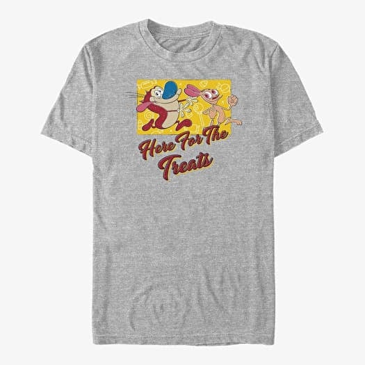 T-shirt Merch Paramount The Ren & Stimpy Show - Here For Candy Unisex T-Shirt Heather Grey