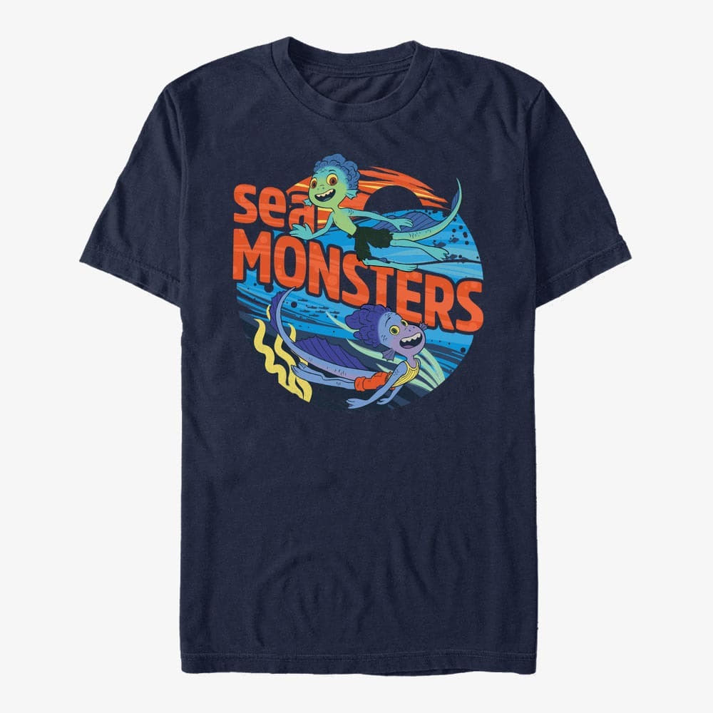 majice kratkih rukava Merch Pixar Luca - Sea monster circle Unisex T-Shirt Navy Blue