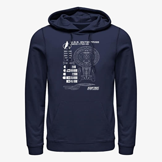 Mikina Merch Paramount Star Trek - Ship Schematics Unisex Hoodie Navy Blue