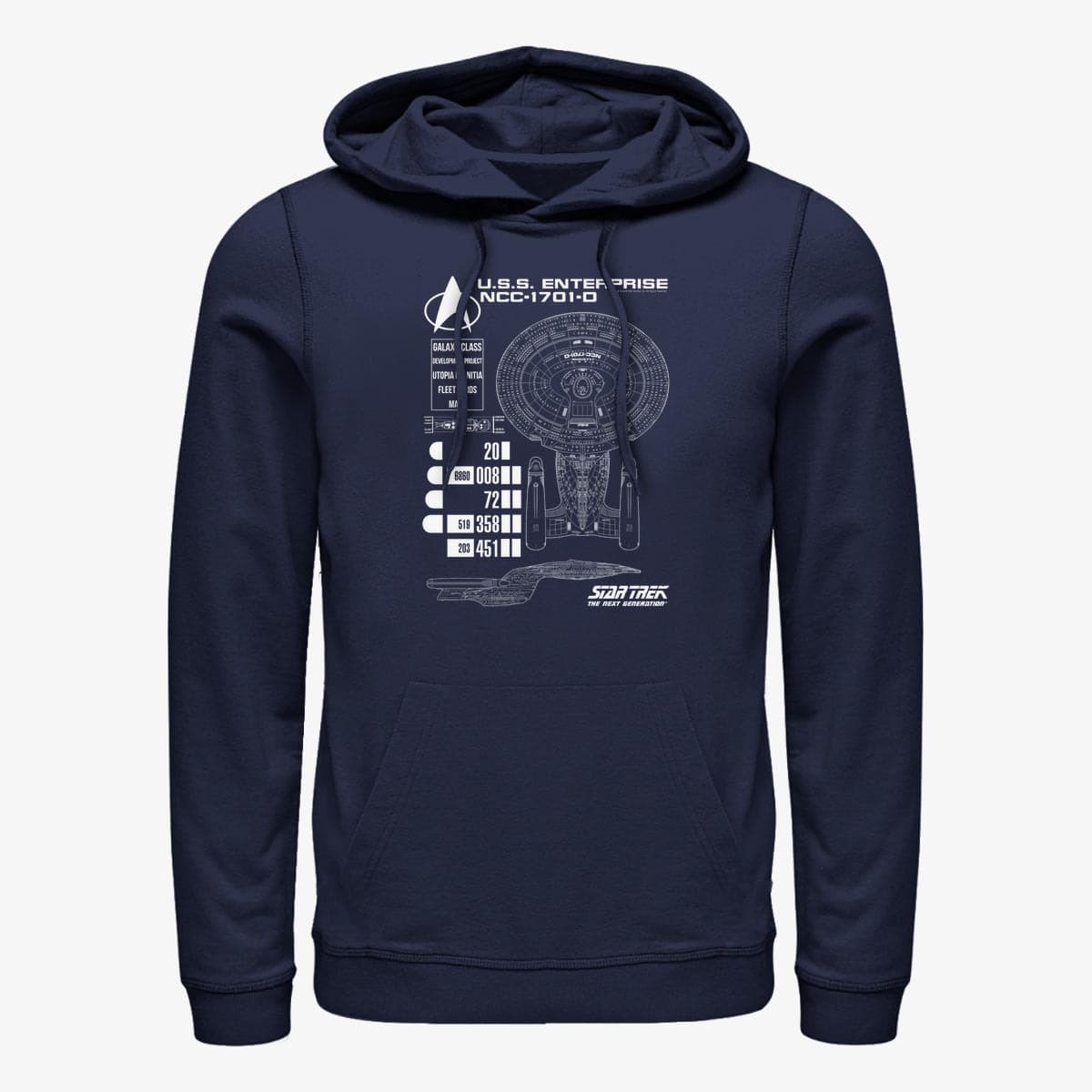 Hoodies and sweatshirts  Merch Paramount Star Trek - Ship Schematics Unisex Hoodie Navy Blue