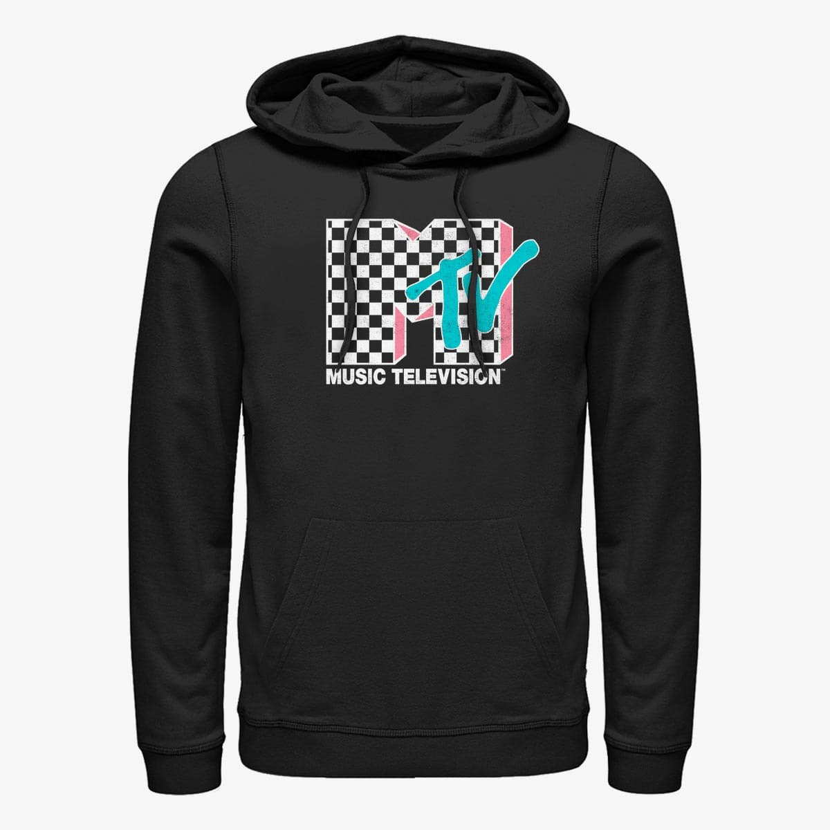 Hoodies and sweatshirts  Merch Paramount MTV - Checkered MTV Inverse Unisex Hoodie Black