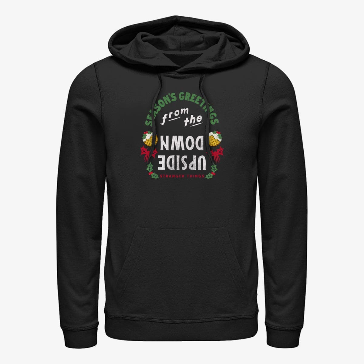 Sweatshirts Merch Netflix Stranger Things - Greetings From Upside Down Unisex Hoodie Black