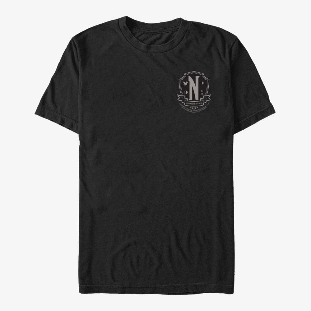 Μπλουζάκια Merch MGM Wednesday - EVERMORE CREST B&W SMALL Unisex T-Shirt Black