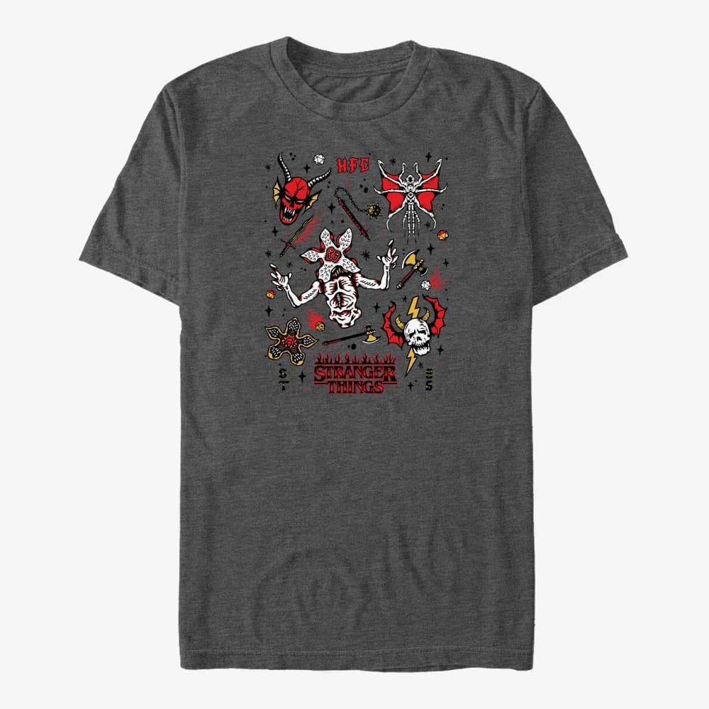Tričká Merch Netflix Stranger Things - Stranger Flash Sheet Unisex T-Shirt Dark Heather Grey