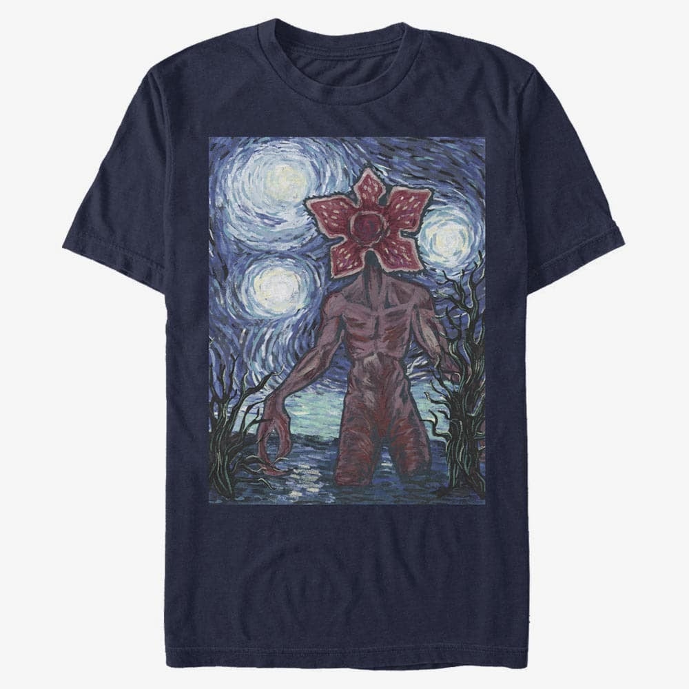 Pólók Merch Netflix Stranger Things - Starry Demogorgon Unisex T-Shirt Navy Blue