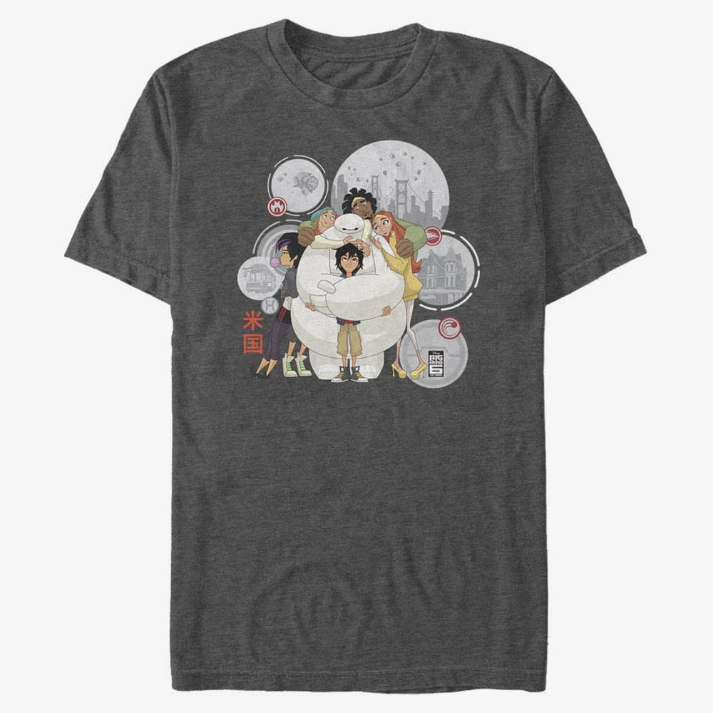 T-Shirts Merch Pixar Big Hero 6 Series - Baymax Hugs Unisex T-Shirt Dark Heather Grey
