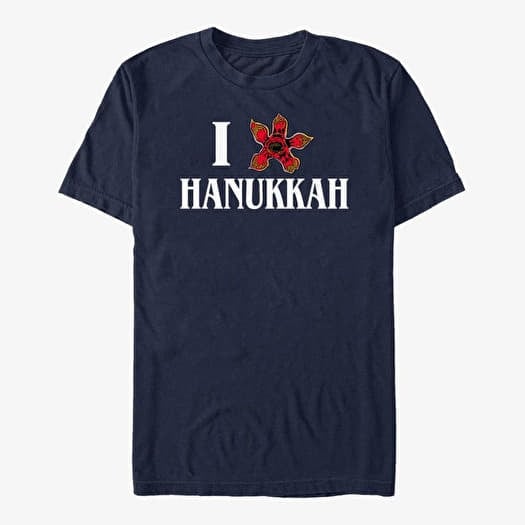 Marškinėliai Merch Netflix Stranger Things - Demogorgon Hanukkah Unisex T-Shirt Navy Blue