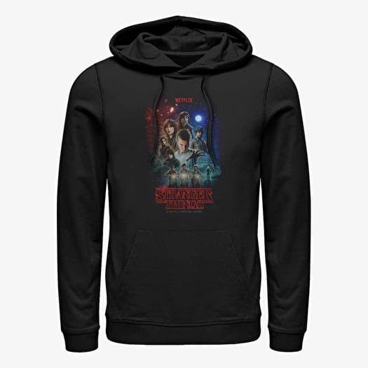 Džemperis Merch Netflix Stranger Things - Classic Illustrated Poster Unisex Hoodie Black