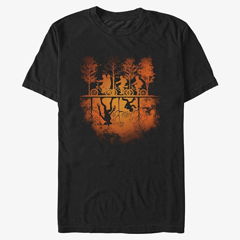 Majice Merch Netflix Stranger Things - UPSIDE DOWN PUMPKIN Unisex T-Shirt Black
