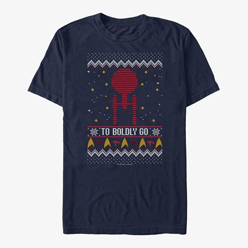 T-shirt Merch Paramount Star Trek - To Boldly Sweater Unisex T-Shirt Navy Blue