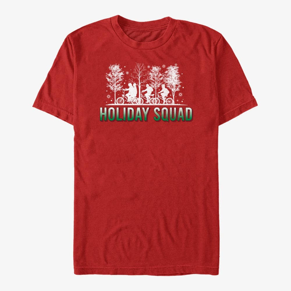 Magliette Merch Netflix Stranger Things - Holiday Squad Unisex T-Shirt Red