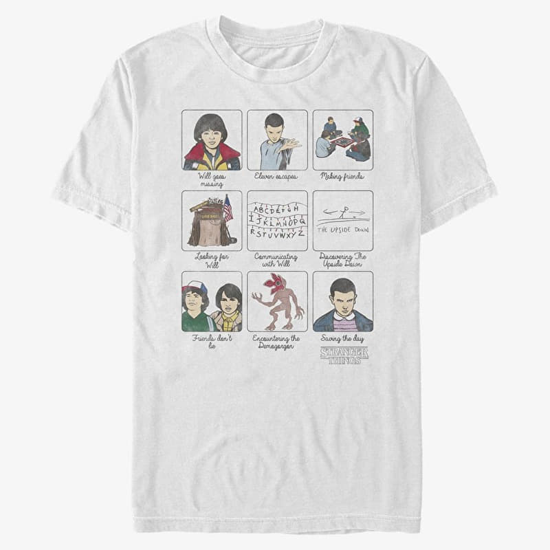 T-Shirt Merch Netflix Stranger Things - Stranger Things Story Unisex T-Shirt White