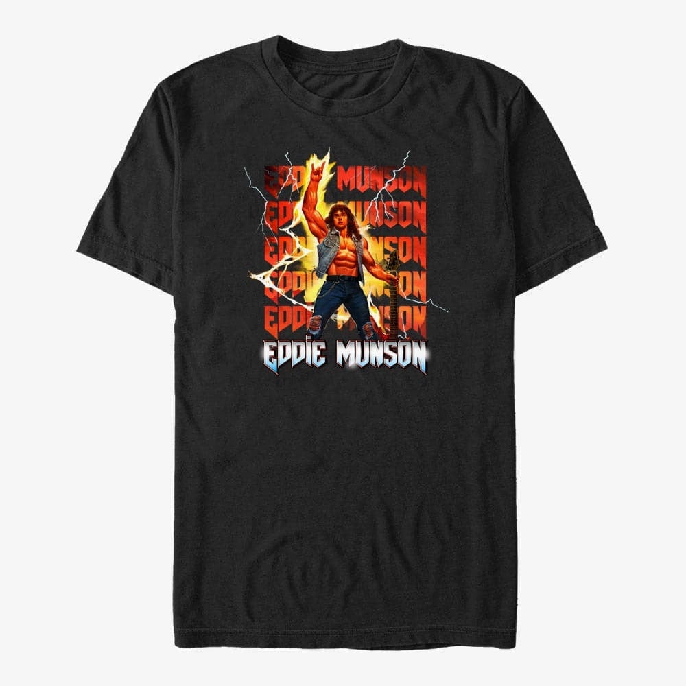 T-Shirts Merch Netflix Stranger Things - Munson Stack Unisex T-Shirt Black