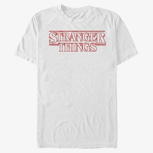 T-shirt Merch Netflix Stranger Things - Stranger Neon Logo Unisex T-Shirt White