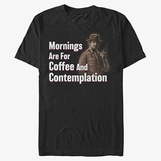 T-shirt Merch Netflix Stranger Things - Coffee and Contemplation Unisex T-Shirt Black