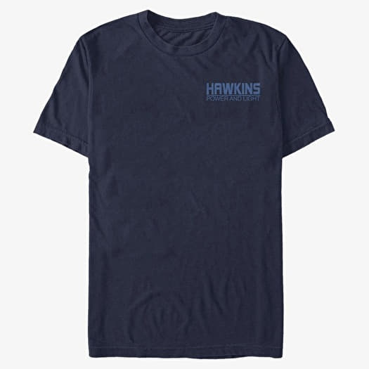 T-shirt Merch Netflix Stranger Things - Hawkins Power and Light Unisex T-Shirt Navy Blue