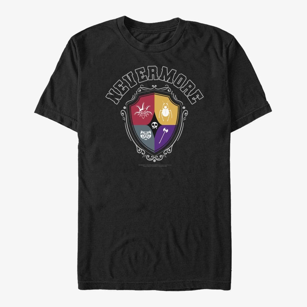 T-Shirts Merch MGM Wednesday - Nevermore Crest Unisex T-Shirt Black
