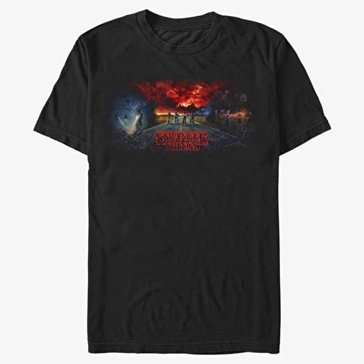 Tričko Merch Netflix Stranger Things - Stranger Tryptych Unisex T-Shirt Black