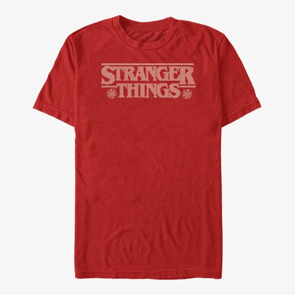 T-shirts Merch Netflix Stranger Things - Knitted Logo Unisex T-Shirt Red