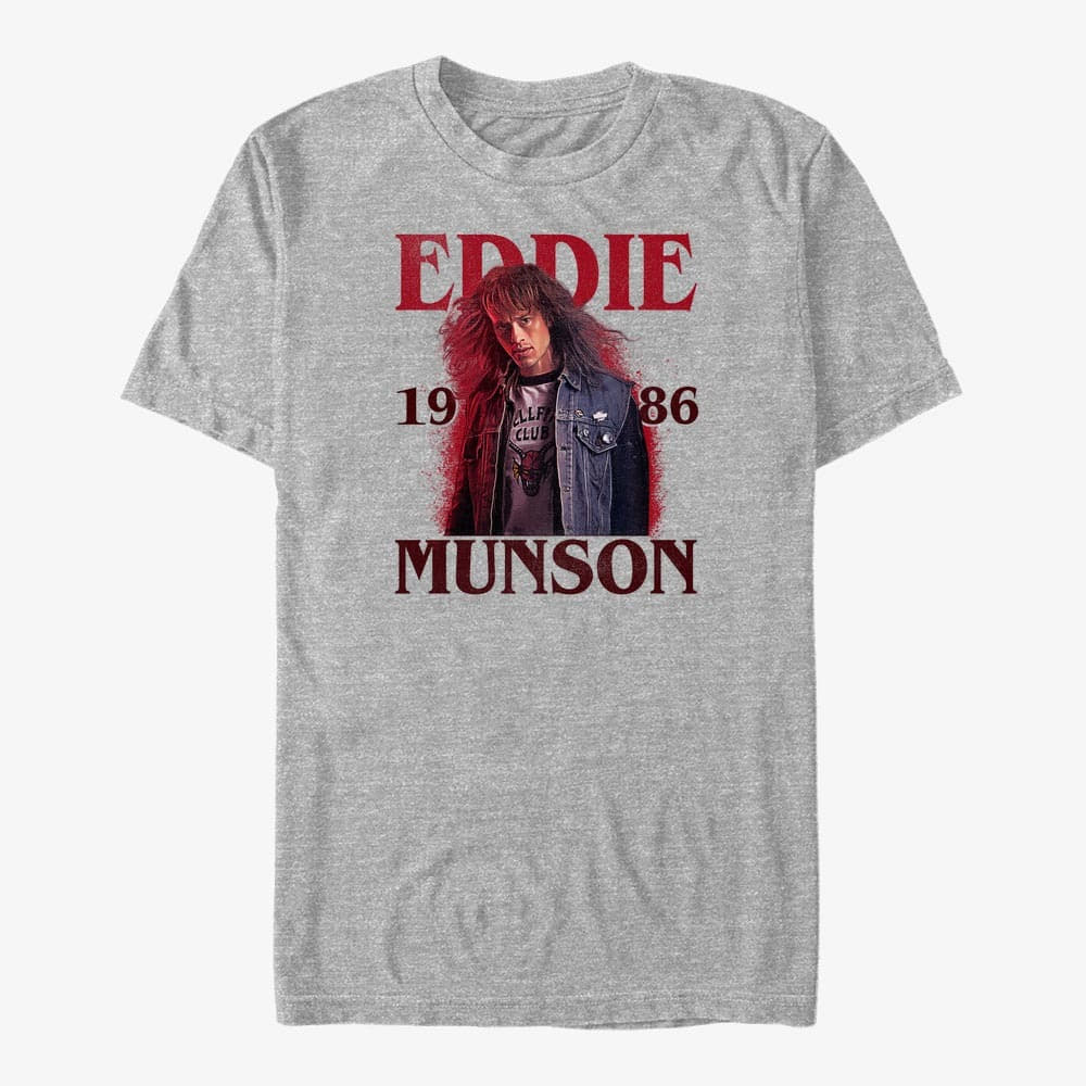 T-Shirts Merch Netflix Stranger Things - Eddie Textbox Unisex T-Shirt Heather Grey