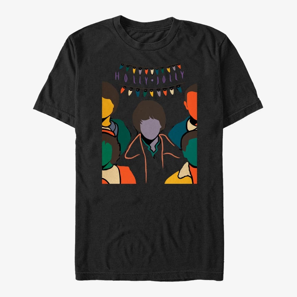 T-krekli Merch Netflix Stranger Things - Holly Jolly Paint Unisex T-Shirt Black