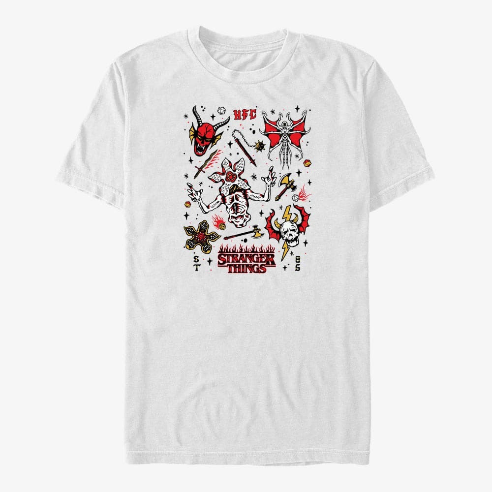 Футболки Merch Netflix Stranger Things - Stranger Flash Sheet Unisex T-Shirt White