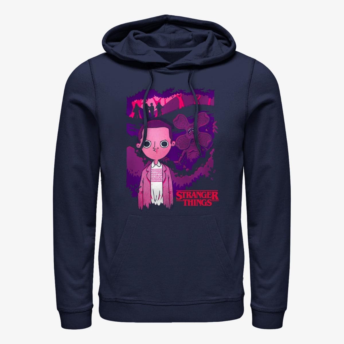 Mikinas ar kapuci un sporta krekli Merch Netflix Stranger Things - Lurking Unisex Hoodie Navy Blue
