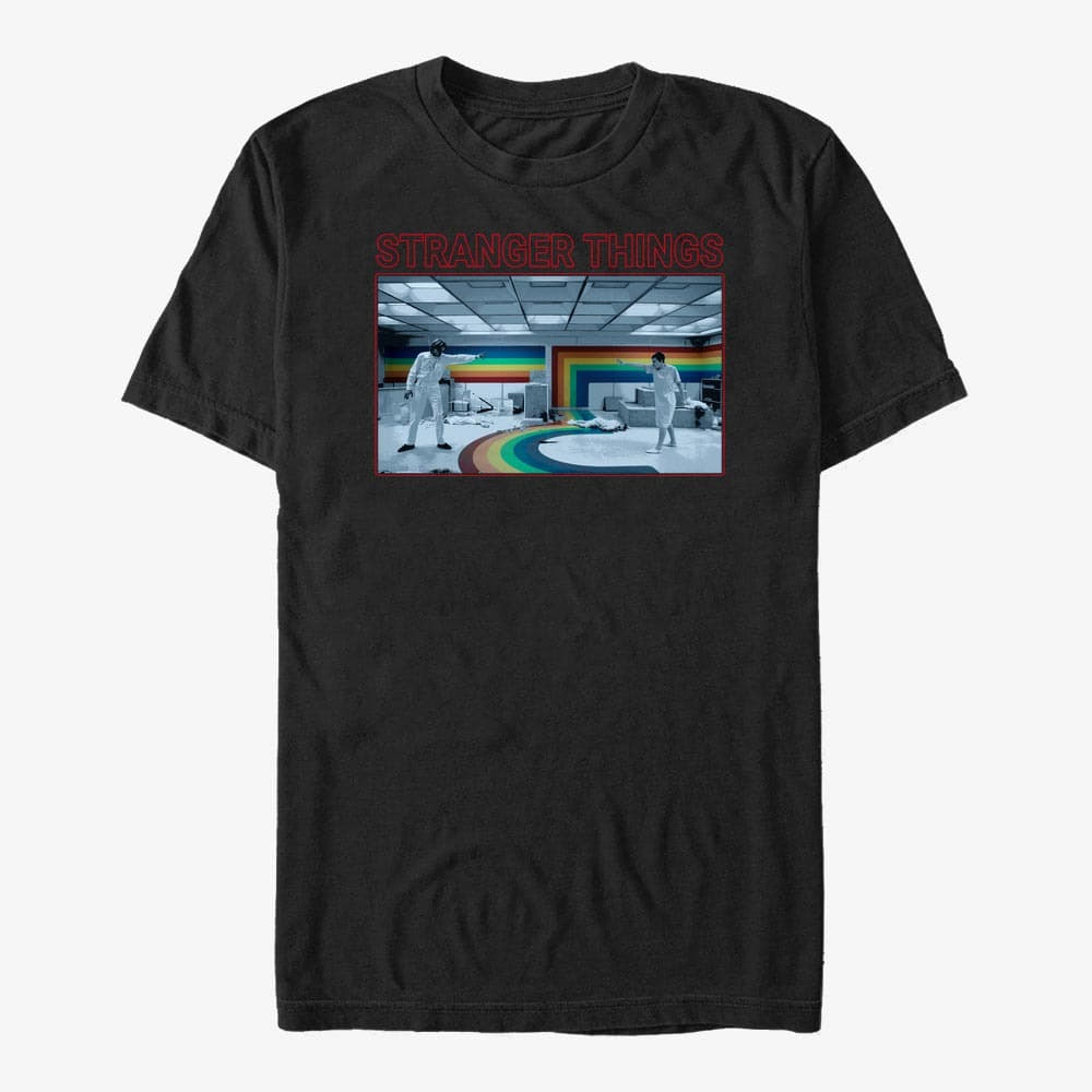 T-Shirts Merch Netflix Stranger Things - Rainbow Room Fight Unisex T-Shirt Black
