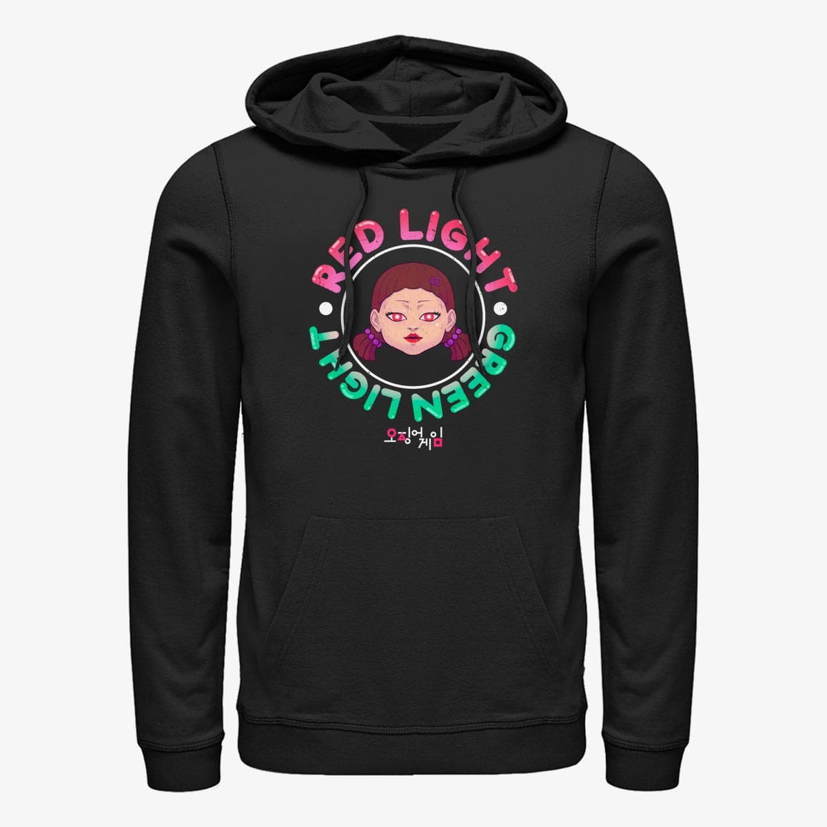 Mikiny Merch Netflix Squid Game - RedGreen Stamp Unisex Hoodie Black